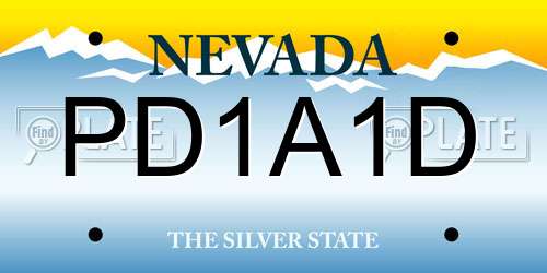 PD1A1D Nevada License Plate