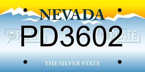 PD3602 Nevada License Plate