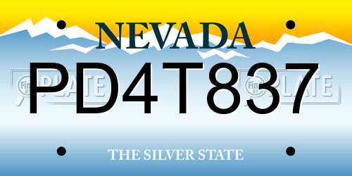 PD4T837 Nevada License Plate