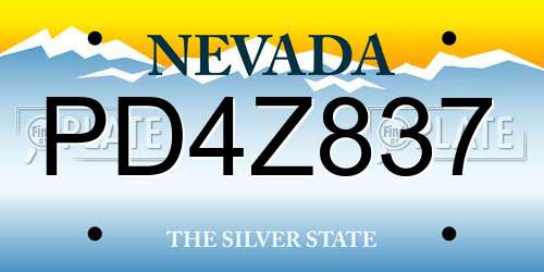 PD4Z837 Nevada License Plate