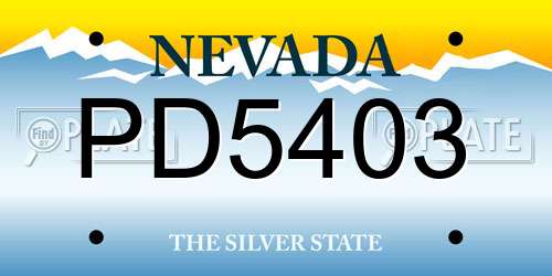 PD5403 Nevada License Plate