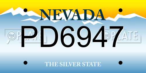 PD6947 Nevada License Plate