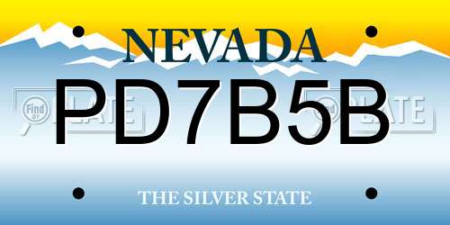PD7B5B Nevada License Plate