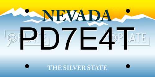 PD7E4T Nevada License Plate