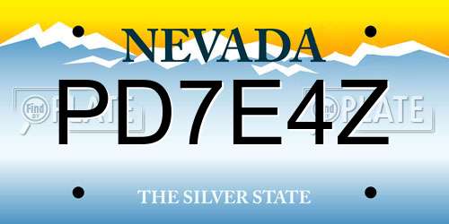 PD7E4Z Nevada License Plate