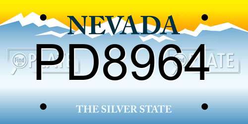 PD8964 Nevada License Plate