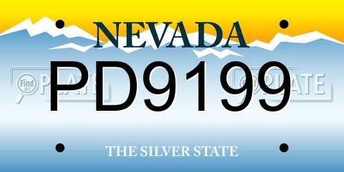 PD9199 Nevada License Plate