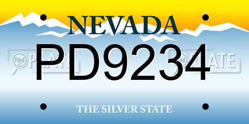 PD9234 Nevada License Plate