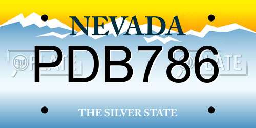 PDB786 Nevada License Plate
