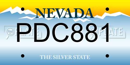 PDC881 Nevada License Plate