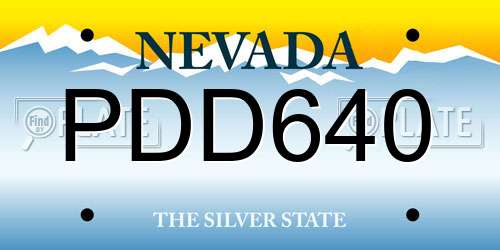 PDD640 Nevada License Plate