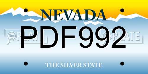PDF992 Nevada License Plate