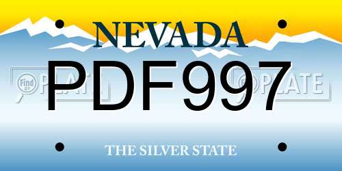 PDF997 Nevada License Plate