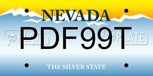 PDF99T Nevada License Plate