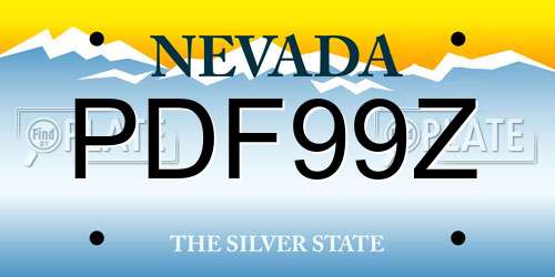 PDF99Z Nevada License Plate