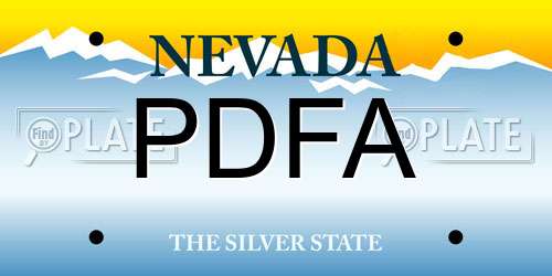 PDFA Nevada License Plate
