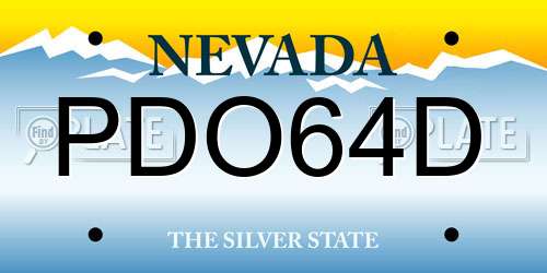 PDO64D Nevada License Plate