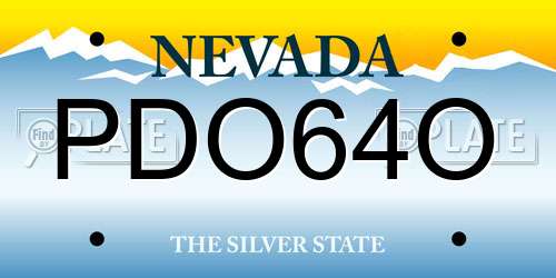 PDO64O Nevada License Plate