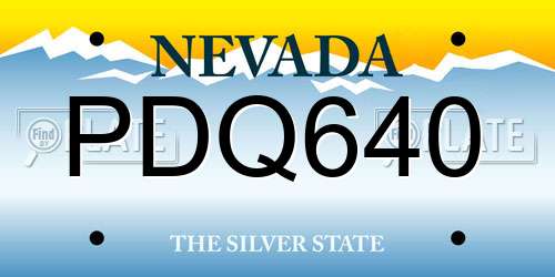 PDQ640 Nevada License Plate