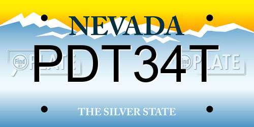 PDT34T Nevada License Plate
