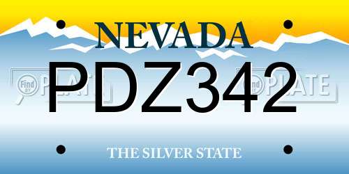 PDZ342 Nevada License Plate
