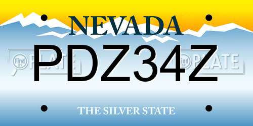 PDZ34Z Nevada License Plate
