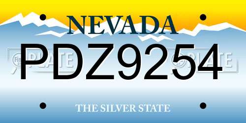 PDZ9254 Nevada License Plate