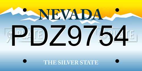 PDZ9754 Nevada License Plate