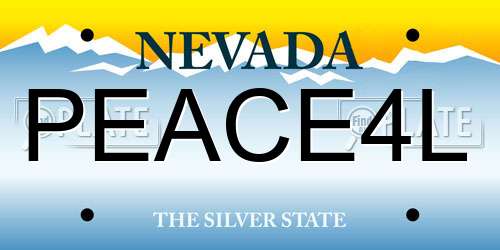 PEACE4L Nevada License Plate