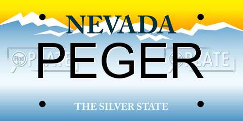 PEGER Nevada License Plate