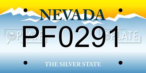 PF0291 Nevada License Plate