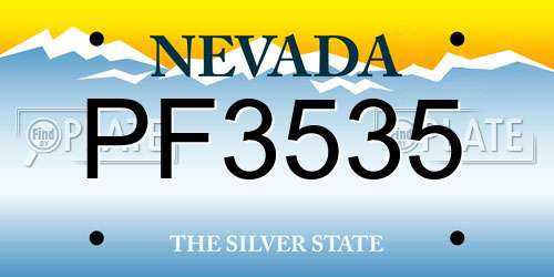 PF3535 Nevada License Plate