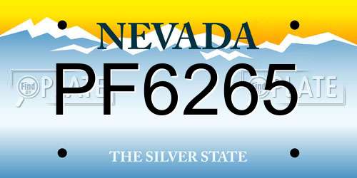 PF6265 Nevada License Plate