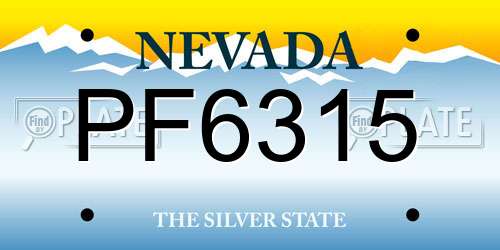 PF6315 Nevada License Plate