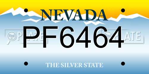 PF6464 Nevada License Plate