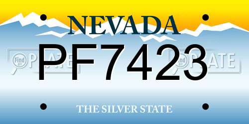 PF7423 Nevada License Plate