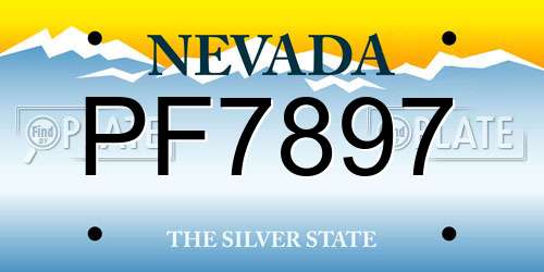 PF7897 Nevada License Plate