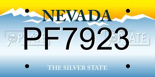 PF7923 Nevada License Plate