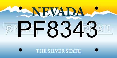 PF8343 Nevada License Plate