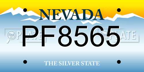 PF8565 Nevada License Plate
