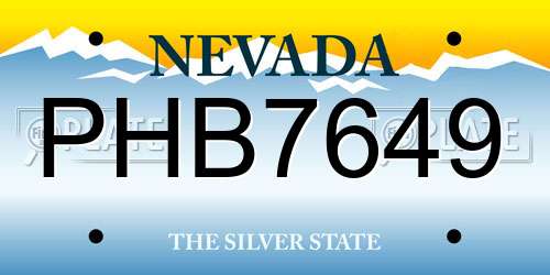 PHB7649 Nevada License Plate