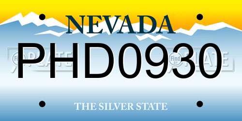 PHD0930 Nevada License Plate