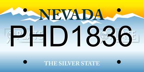 PHD1836 Nevada License Plate