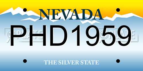 PHD1959 Nevada License Plate