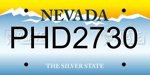 PHD2730 Nevada License Plate