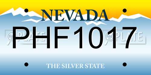 PHF1017 Nevada License Plate