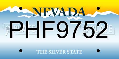 PHF9752 Nevada License Plate