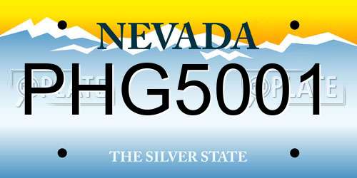 PHG5001 Nevada License Plate