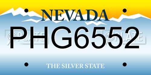 PHG6552 Nevada License Plate