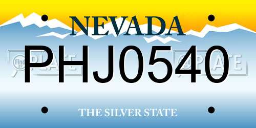 PHJ0540 Nevada License Plate